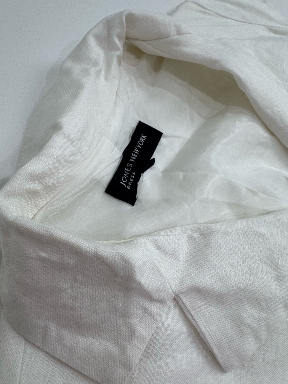 Jones New York White Linen Eyelet Shirt Dress Size 4 Button Front Midi - Picture 5 of 11